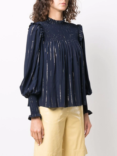 Shop Temperley London Marsha Long-sleeve Blouse In Blue