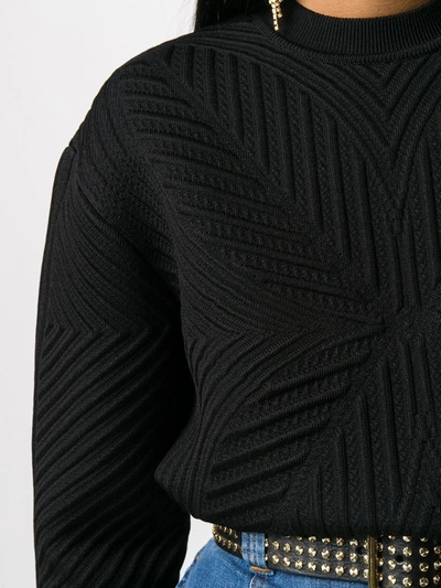 Shop Alexander Mcqueen Patterned Rib-knit Jumper In Black