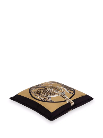Dolce & Gabbana Leopard-print Silk Cushion In Brown