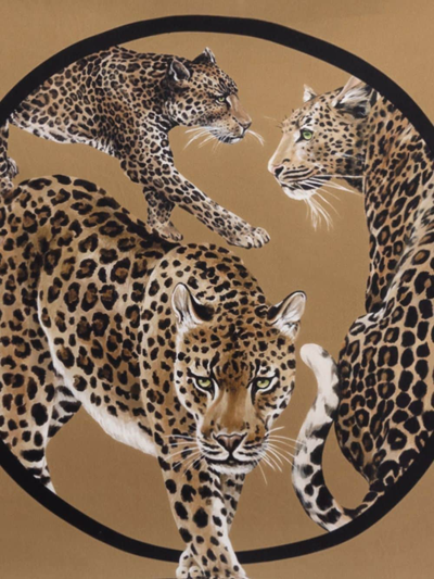Shop Dolce & Gabbana Leopard-print Silk Cushion In Brown