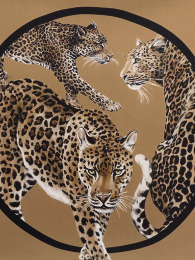 Dolce & Gabbana Leopard-print Silk Cushion In Brown