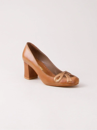 Sarah Chofakian Chunky Heel Pumps In Brown