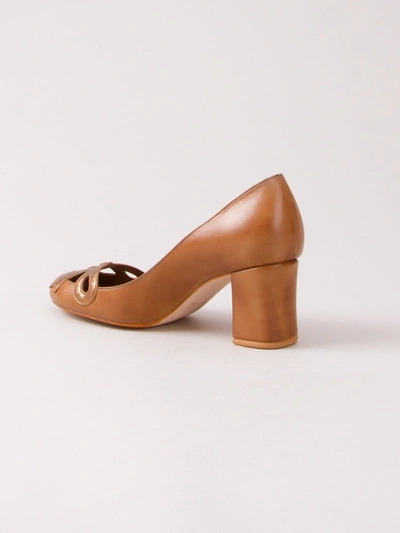 Shop Sarah Chofakian Chunky Heel Pumps In Brown
