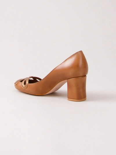 Sarah Chofakian Chunky Heel Pumps In Brown