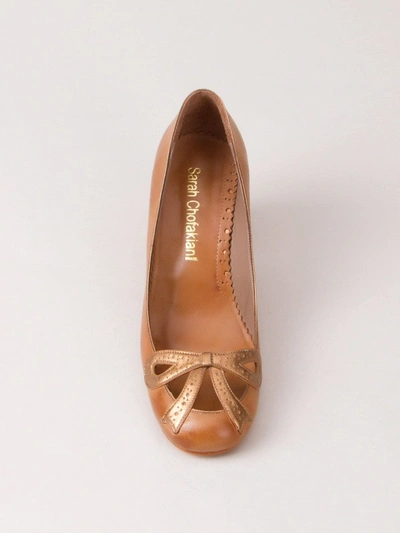 Sarah Chofakian Chunky Heel Pumps In Brown