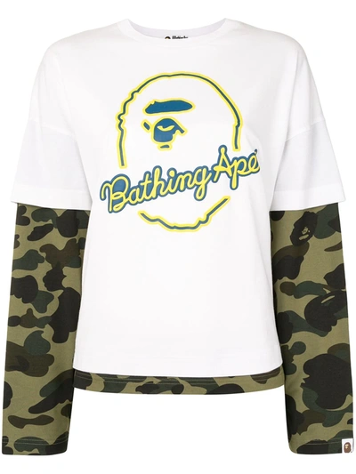 Shop A Bathing Ape Layered Camouflage T-shirt In White