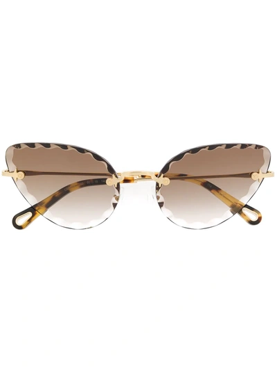 Shop Chloé Cat Eye Frame Sunglasses In Gold