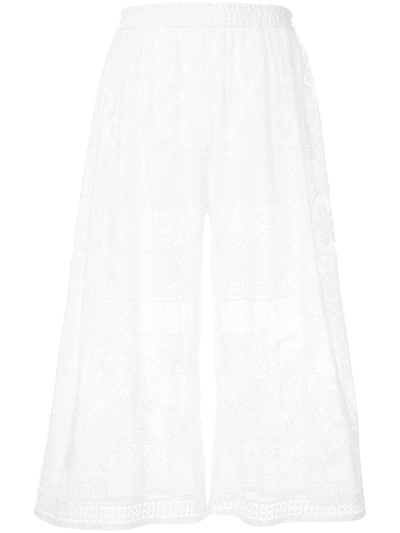 Shop Dolce & Gabbana Cropped Lace Trousers In White