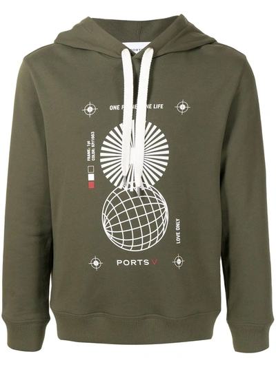 Shop Ports V Graphic Print Hooded Sweatshirt In Green