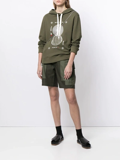 Ports V Graphic Print Hooded Sweatshirt In Green