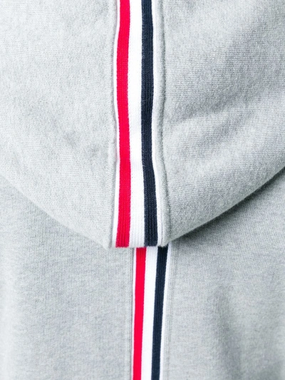 Shop Thom Browne Center-back Stripe Zip-up Hoodie In Grey