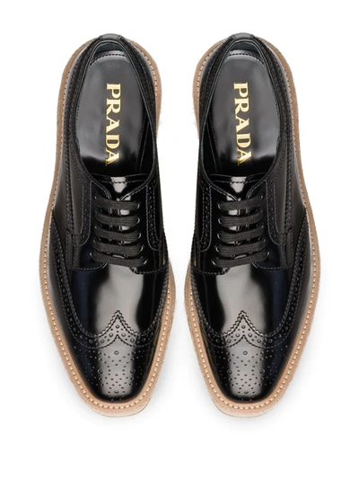 Shop Prada Platform Lace-up Derby Shoes In Black
