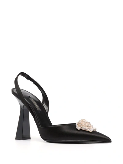 Shop Versace La Medusa 105mm Crystal-embellished Slingback Pumps In Schwarz