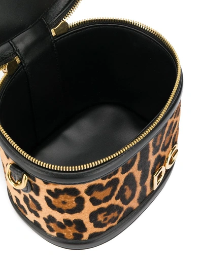 Shop Dolce & Gabbana Round Leopard-effect Tote In Black