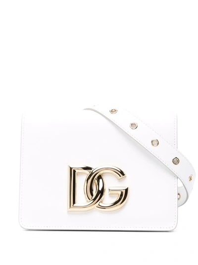 Shop Dolce & Gabbana 3.5 Leather Crossbody Bag In White