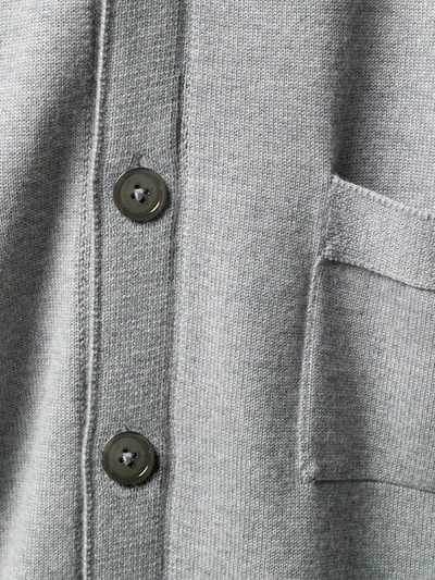 Shop Thom Browne 4-bar Stripe Long Cardigan In Grey