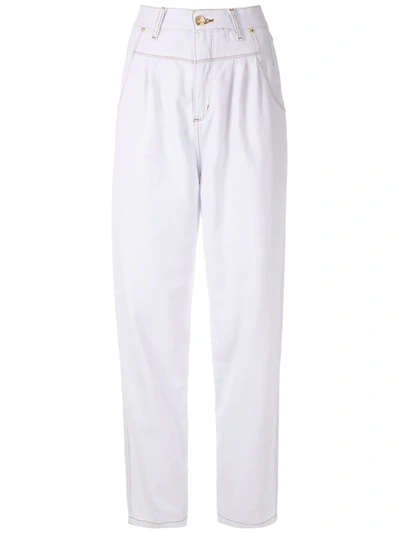 Shop Amapô Pleated Jeans In White