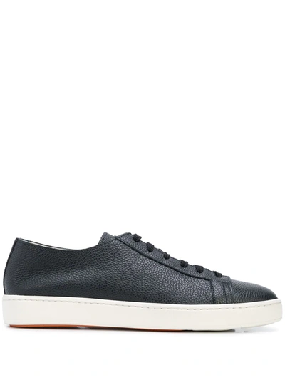 Shop Santoni Cleanic Low-top Leather Sneakers In Blue