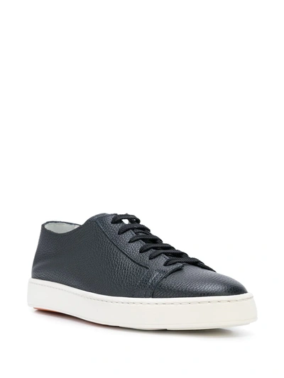 Shop Santoni Cleanic Low-top Leather Sneakers In Blue