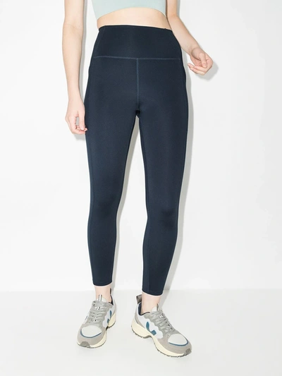 Shop Girlfriend Collective Pocket High-rise 7/8 Leggings In Blue