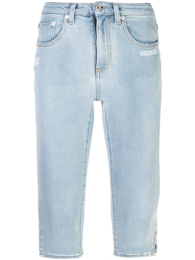 Shop Off-white Skinny Cropped Jeans In Blue