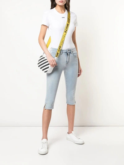 Shop Off-white Skinny Cropped Jeans In Blue