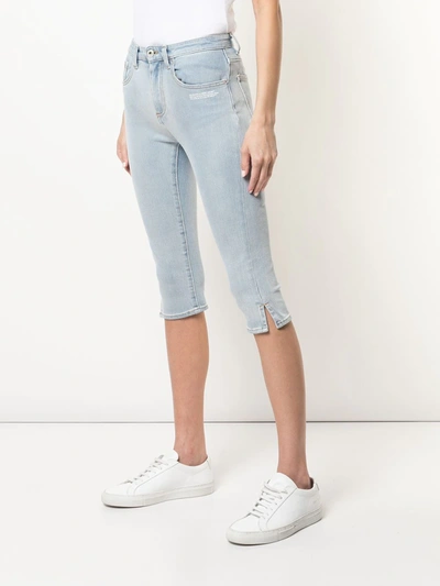 Shop Off-white Skinny Cropped Jeans In Blue