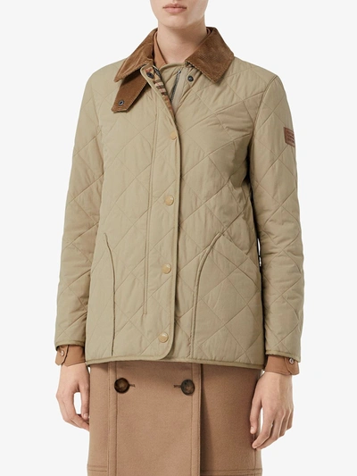 Shop Burberry Diamond Quilted Barn Jacket In Neutrals