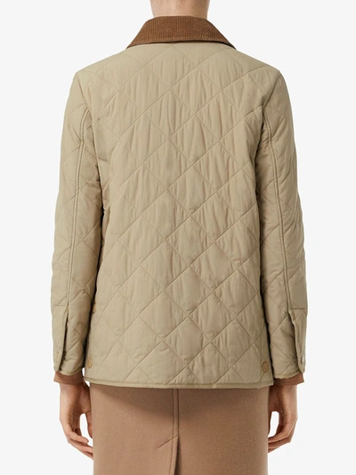Burberry Corduroy And Leather-trimmed Quilted Shell Jacket In Neutrals