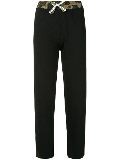 Shop A Bathing Ape Cropped Ribbed Trousers In Black