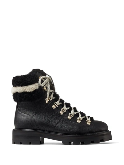 Shop Jimmy Choo Eshe Shearling Hiking Boots In Black