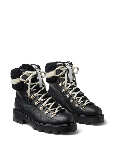 Shop Jimmy Choo Eshe Shearling Hiking Boots In Black