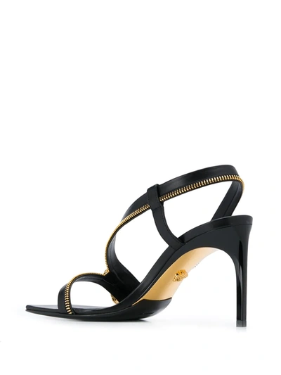 Shop Versace Safety Pin Stiletto Sandals In Black