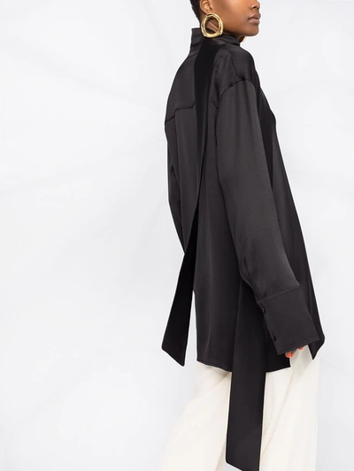 Shop Jil Sander Mock-neck Silk Blouse In Black