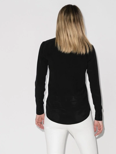Shop Saint Laurent Classic Collar Silk Shirt In Black