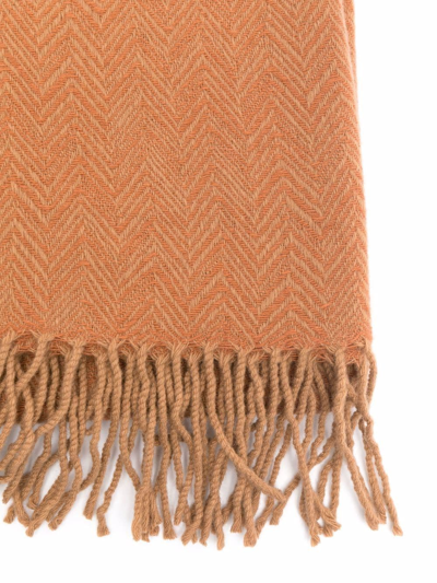 Missoni Yoda Chevron Patterned Blanket In Brown