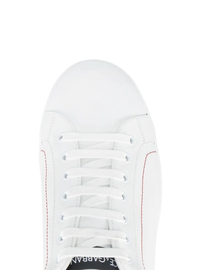 Dolce & Gabbana Portofino Leather Sneakers With Rubberized Logo Shoes In White