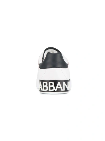 Dolce & Gabbana Portofino Leather Sneakers With Rubberized Logo Shoes In White