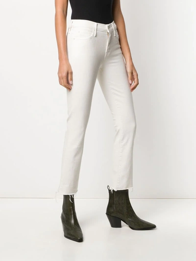 Shop Mother Flared Cropped Jeans In Neutrals