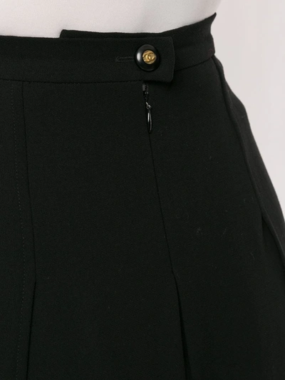 Pre-owned Chanel 1995 Pleated Long Skirt In Black