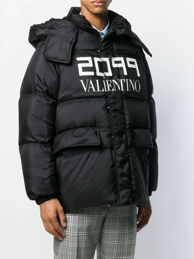 Shop Valentino 2099 Log-print Down Jacket In Black