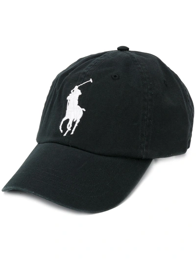 Shop Polo Ralph Lauren Logo Baseball Cap In Black