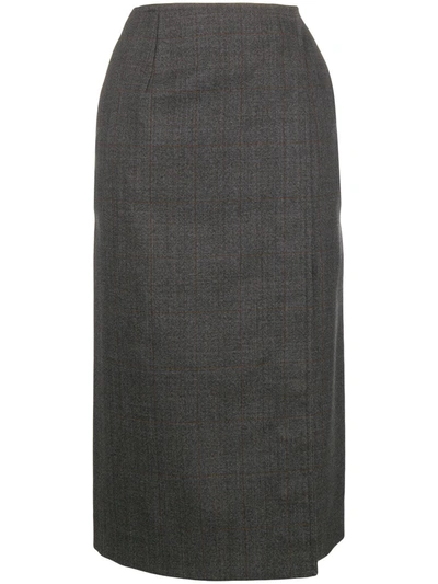 Shop Calvin Klein 205w39nyc Checked Wrap Skirt In Grey