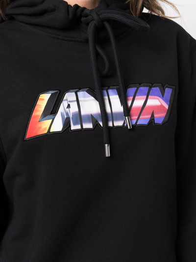 Shop Lanvin Logo-print Hoodie In Black