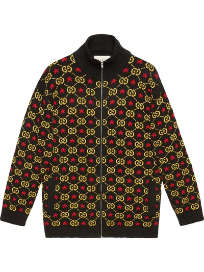 Shop Gucci Gg Star Cotton Jacquard Bomber Jacket In Black