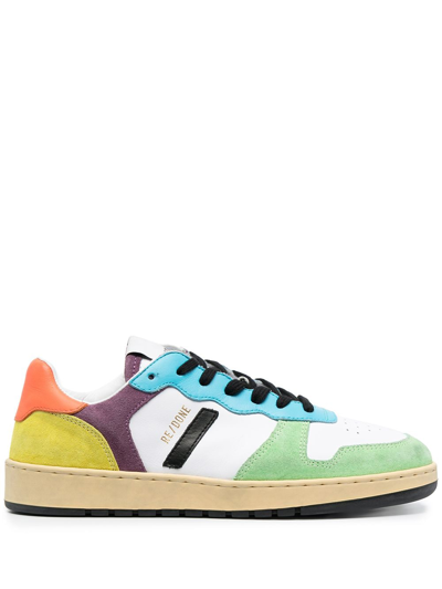 Re/done 80s Basketball Color-block Suede And Leather Sneakers In White