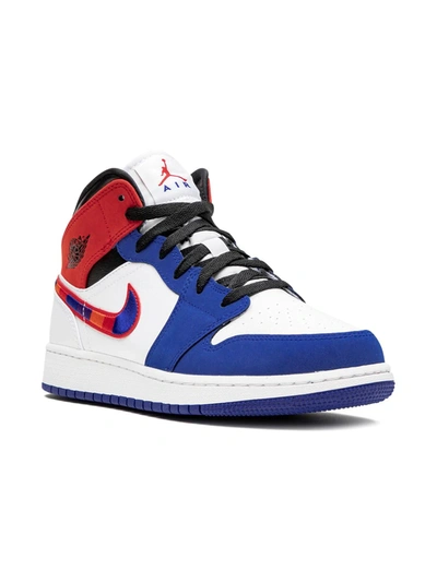 Shop Jordan Air  1 Mid Se "multicolor Swoosh" Sneakers In White