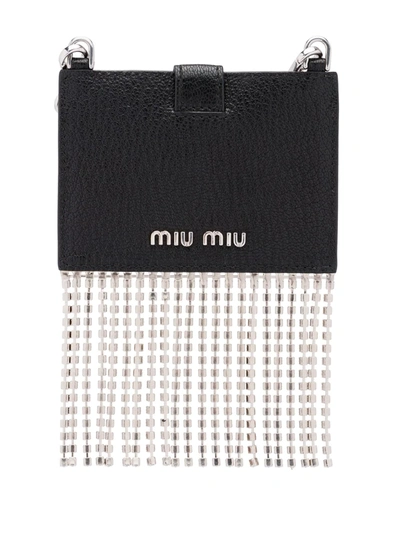 Shop Miu Miu Crystal Teardrop Cardholder In Black