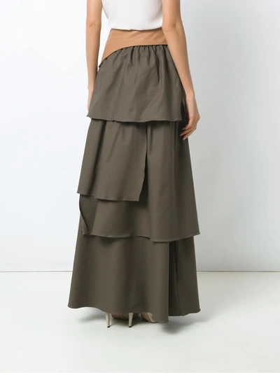 Shop Adriana Degreas Ruffled Maxi Skirt In Green