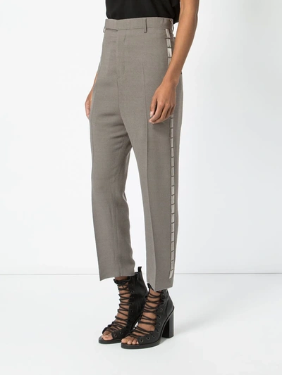 Shop Rick Owens Beaded Trim Trousers In Grey